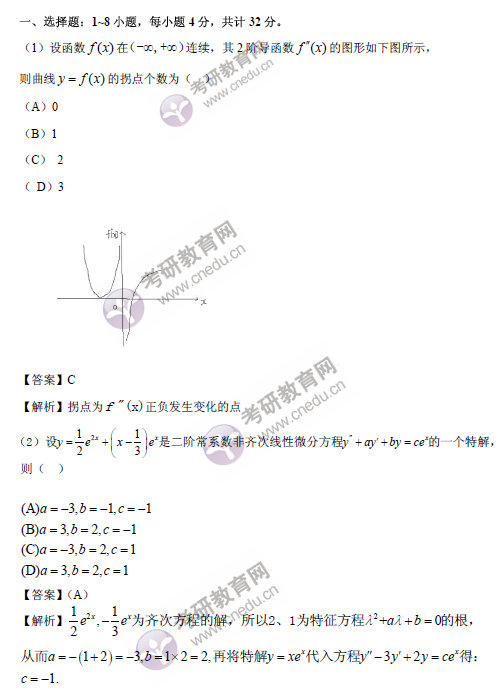 2015考研数学一真题解析